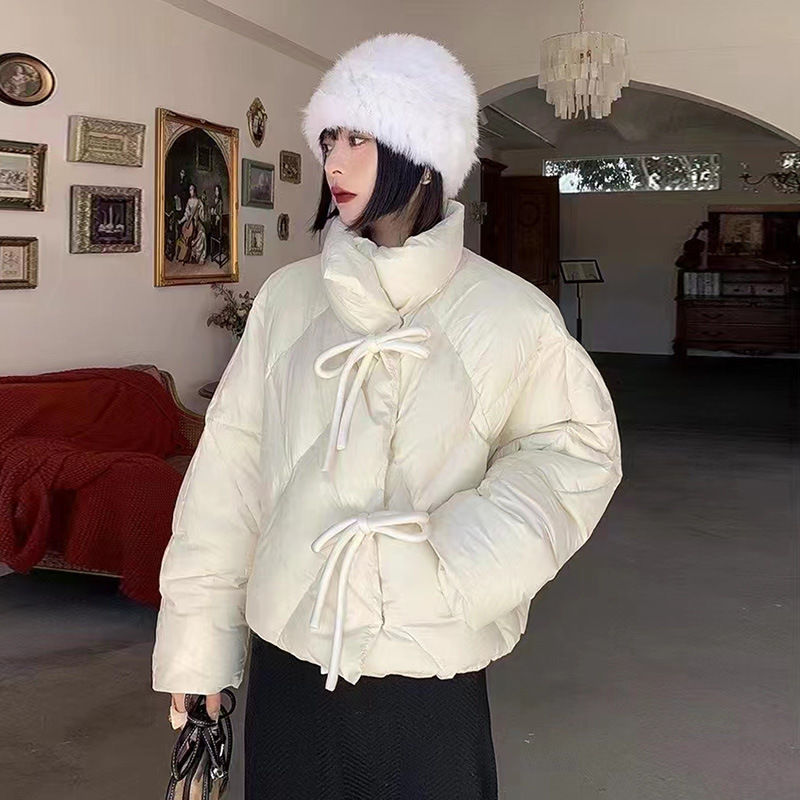 2023女装韩版时尚百搭白色羽绒服女短款小个子冬季加厚面包服外套