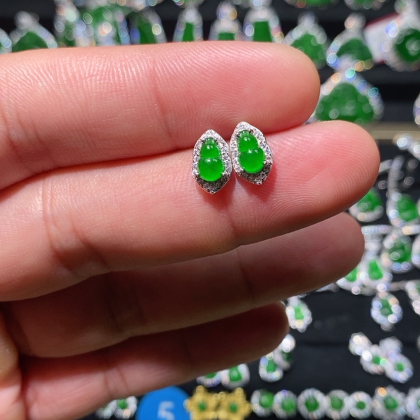 【闪购商品】翡翠耳饰银S925镶嵌