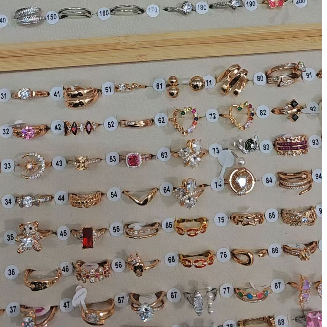 铜合金锆石戒指  简约素圈春季爆款时尚个性轻奢 小众活口 可爱