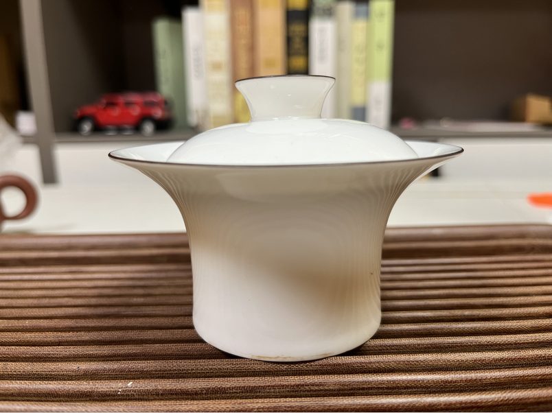 白瓷泡茶盖碗  马蹄宽口盖碗 白色