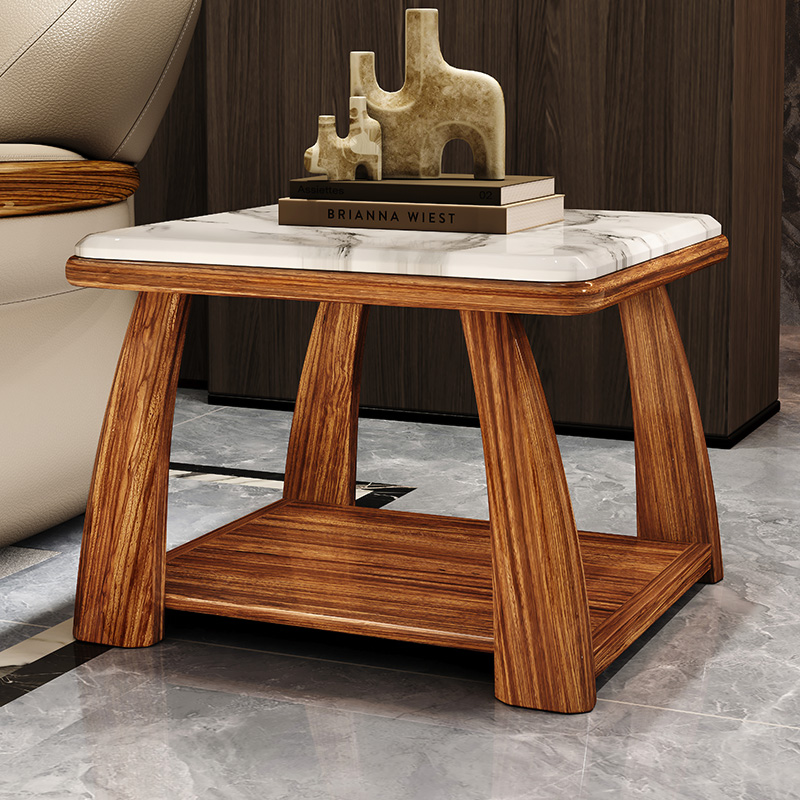 现代简约乌金木角几新中式北欧天然大理石全实木方圆高几客厅家具