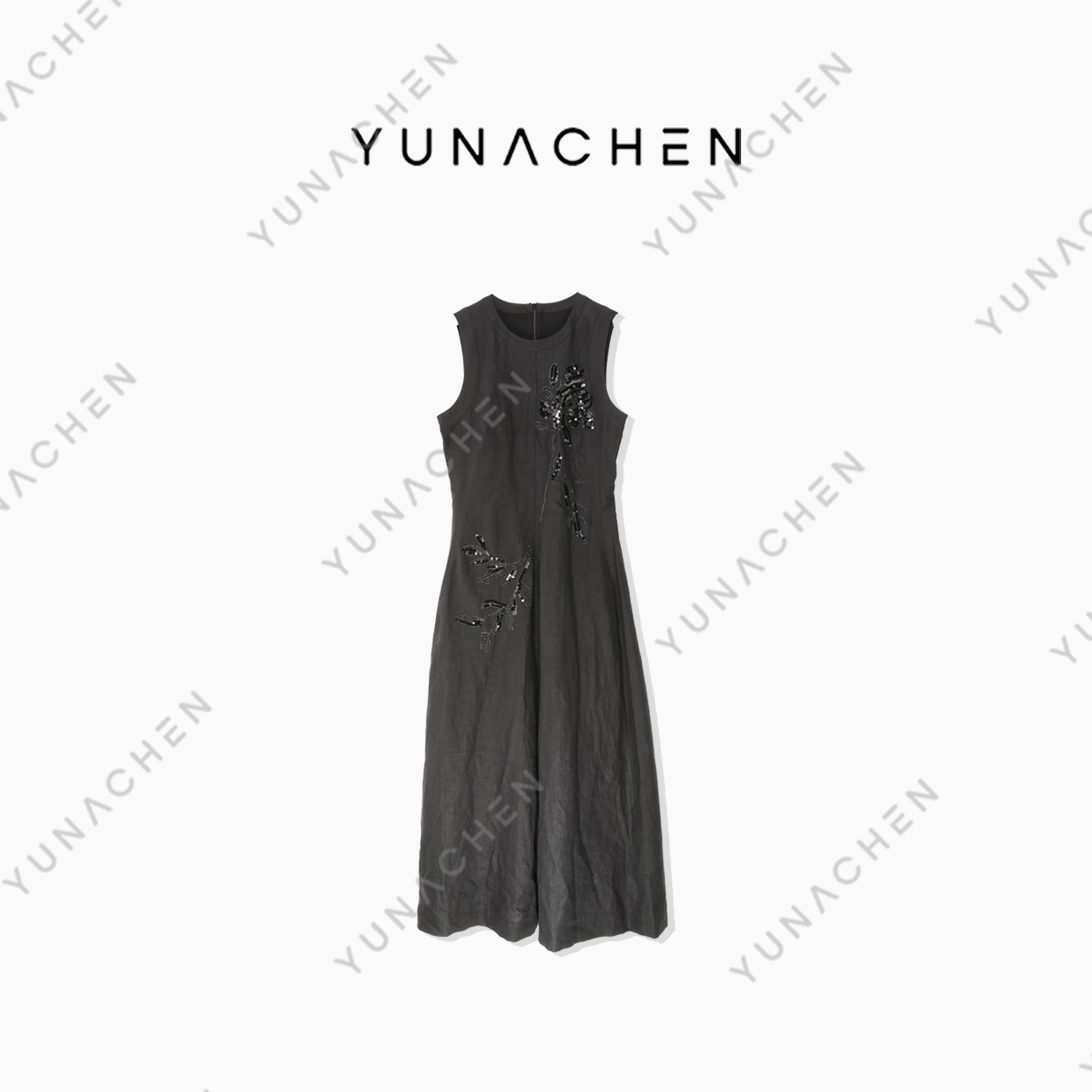 YUNACHEN【未央】E6春夏气质轻奢时尚百搭无袖连衣裙女500-TF-074Q