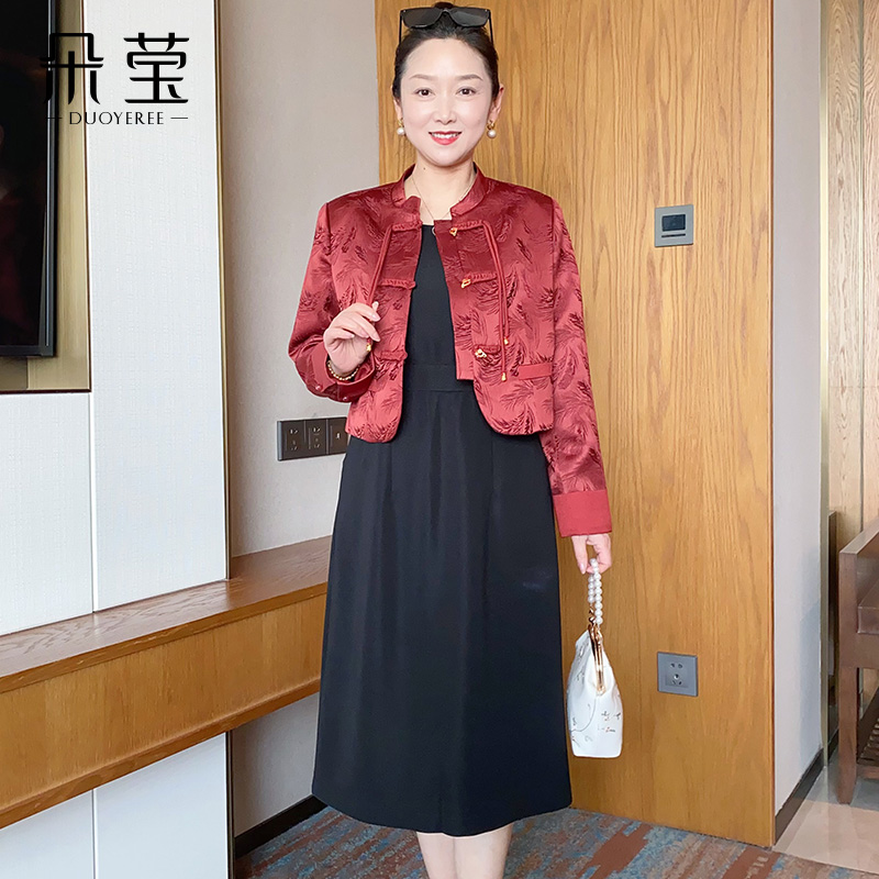 【清仓价格】妈妈秋装中长款连衣裙套装中老年人洋气两件套AG24-022