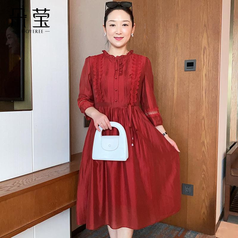 【清仓特价】妈妈气质连衣裙中年女七分袖裙子时尚新款长裙NJ23A22