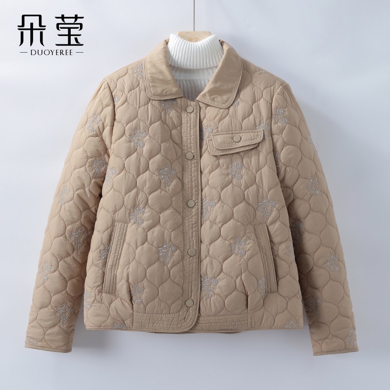 SL妈妈冬装短款外套中年女洋气轻薄棉服中老年春秋季大码棉袄