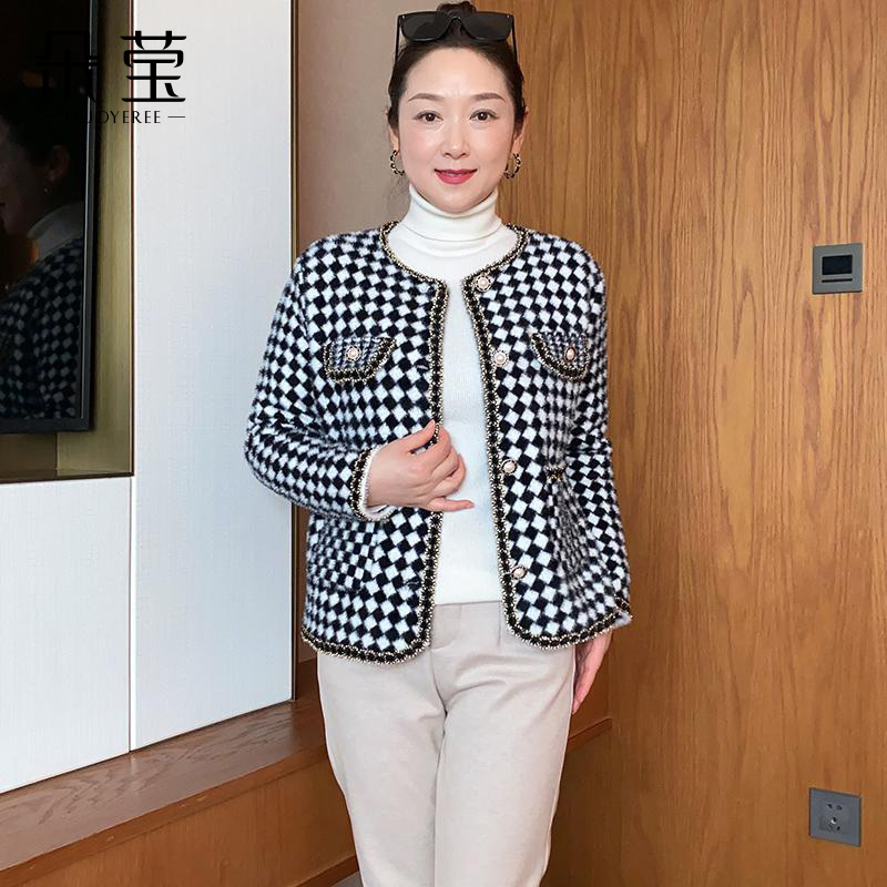 【粉丝清仓浮力款】妈妈春秋洋气小香风短款外套时尚休闲上衣ZY9122