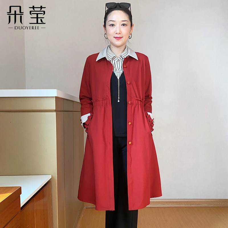 SL妈妈洋气中长款风衣阔太太外套中春季大衣NS2023A016