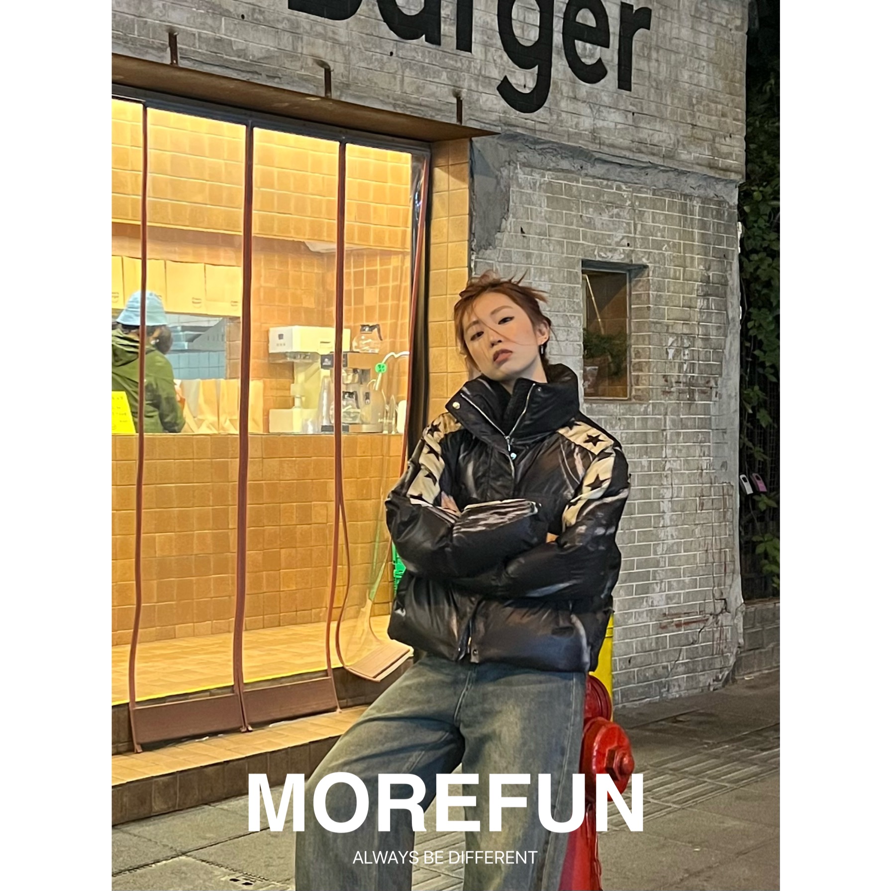 MOREFUN【冰美式】小众设计感加厚百搭美式复古街头宽松羽绒服