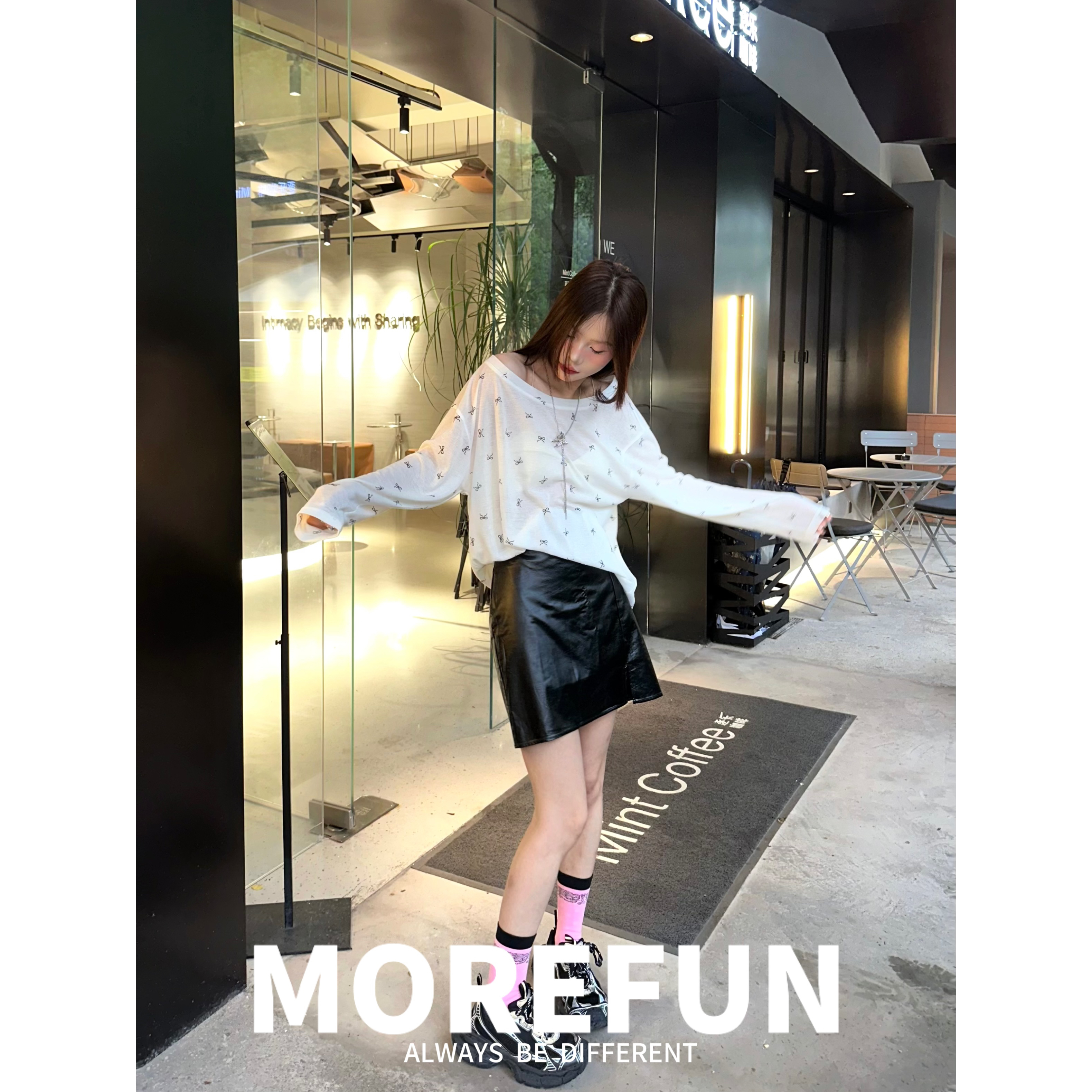 MOREFUN【网红皮裙】网红高级感翻折腰多色皮短裙柔软时尚百搭休闲