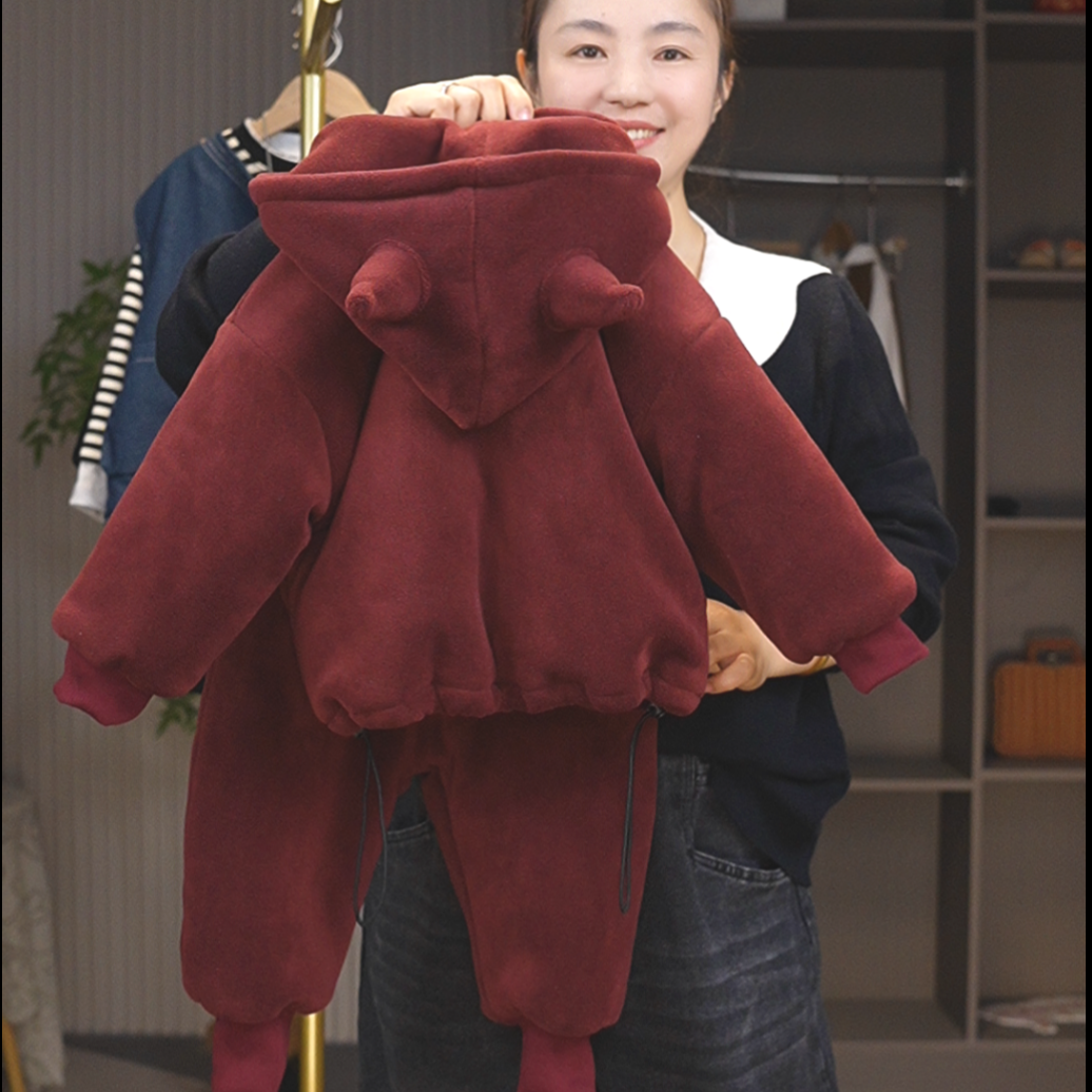 男女童巨厚冬款套装儿童加绒加厚洋气两件套宝宝冬季四层休闲衣服