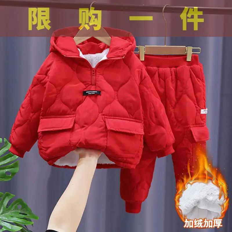巴拉巴拉男女童冬季棉服两件套装加绒加厚保暖套装宝宝棉衣年服ll