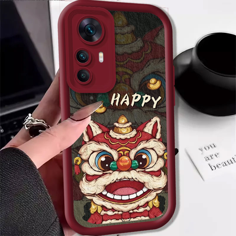 红米K50ULTRE龙年手机壳高级感硅胶保护套高颜值过年醒狮外壳新年