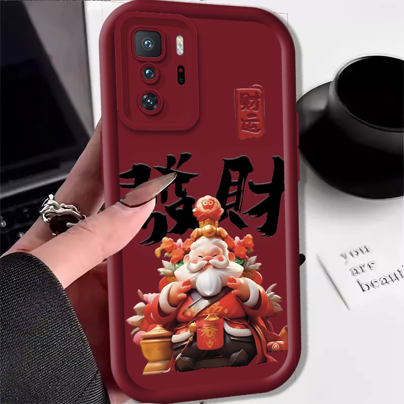 红米NOTE10PRO龙年手机壳高级感硅胶保护套高颜值过年财神外壳新