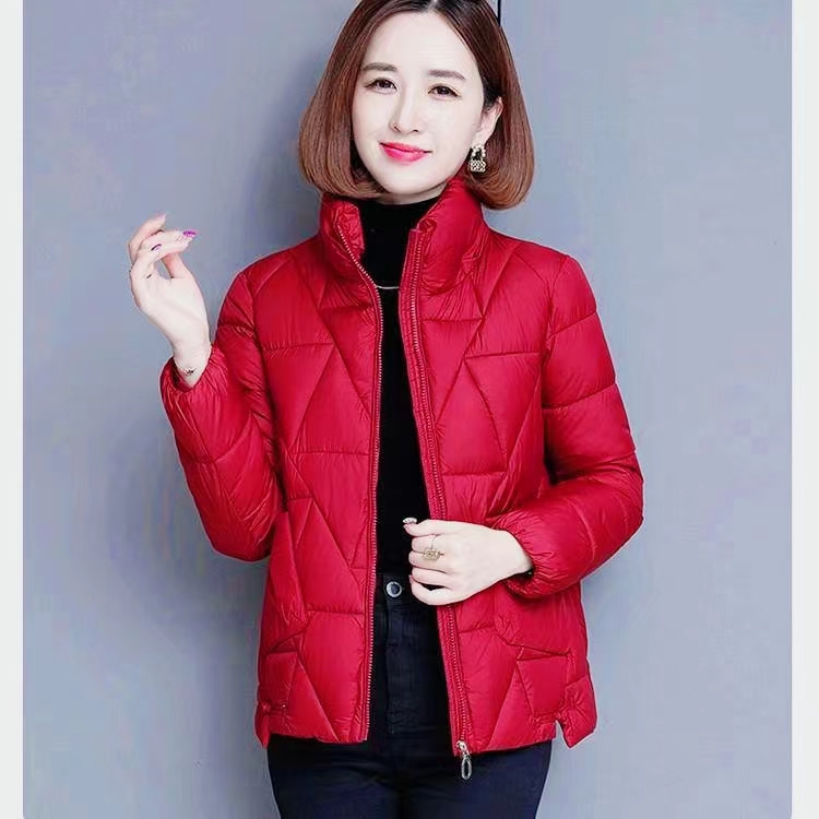 新款时尚百搭立领菱格加厚保暖妈妈棉服