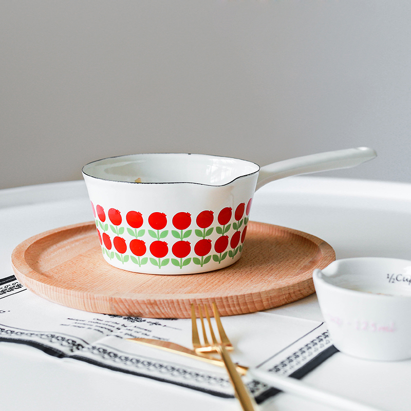 搪瓷奶锅煮奶珐琅奶茶锅煮面宝宝辅食锅家用小奶锅热奶专用小锅