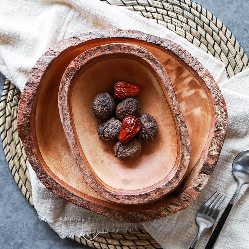 芒果木制果盘盒实木干果盘零食盘餐具摆件托盘水果盘家用客厅碗盘