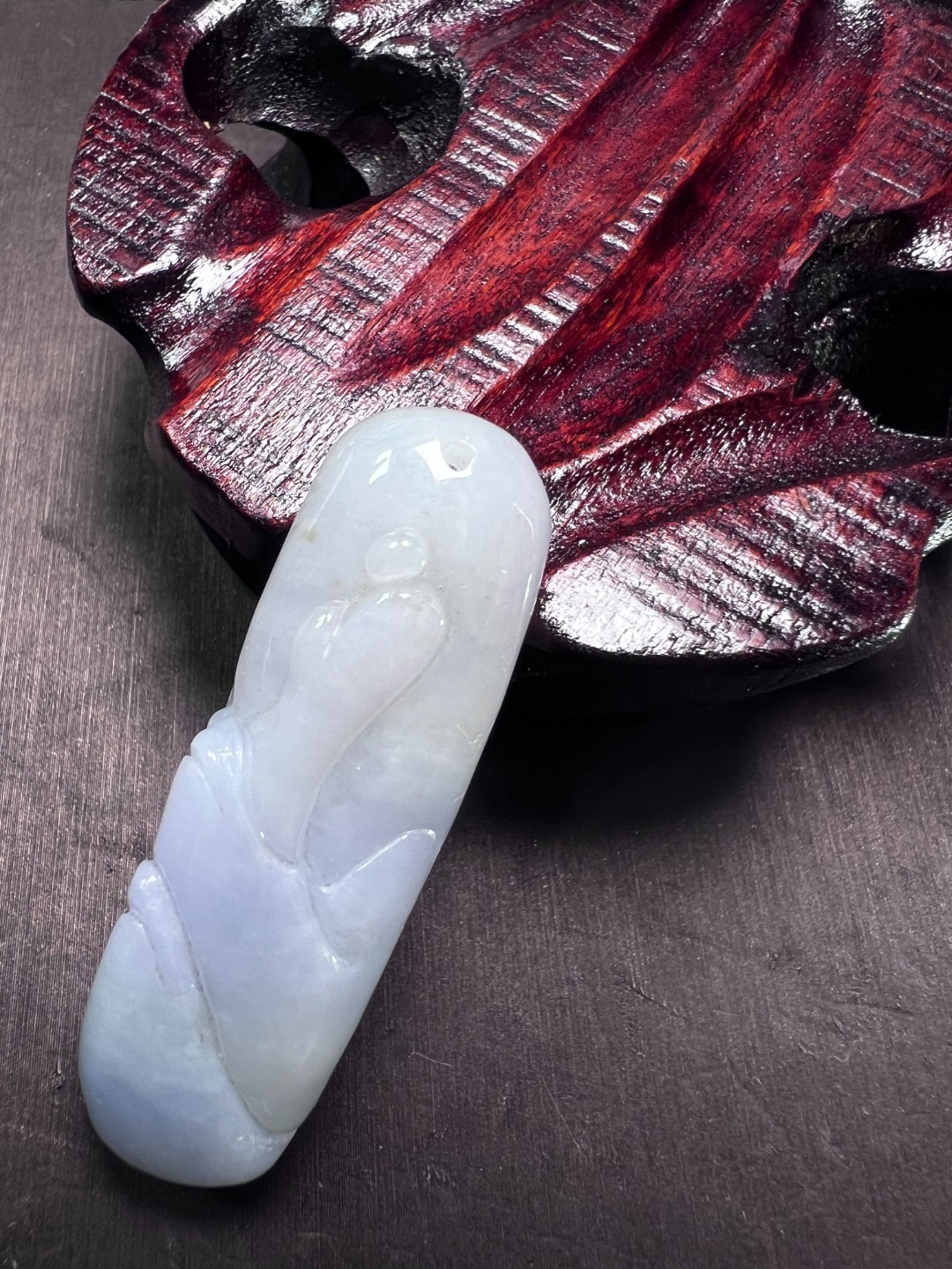 茄紫色翡翠起胶悟道随行吊坠配绳子