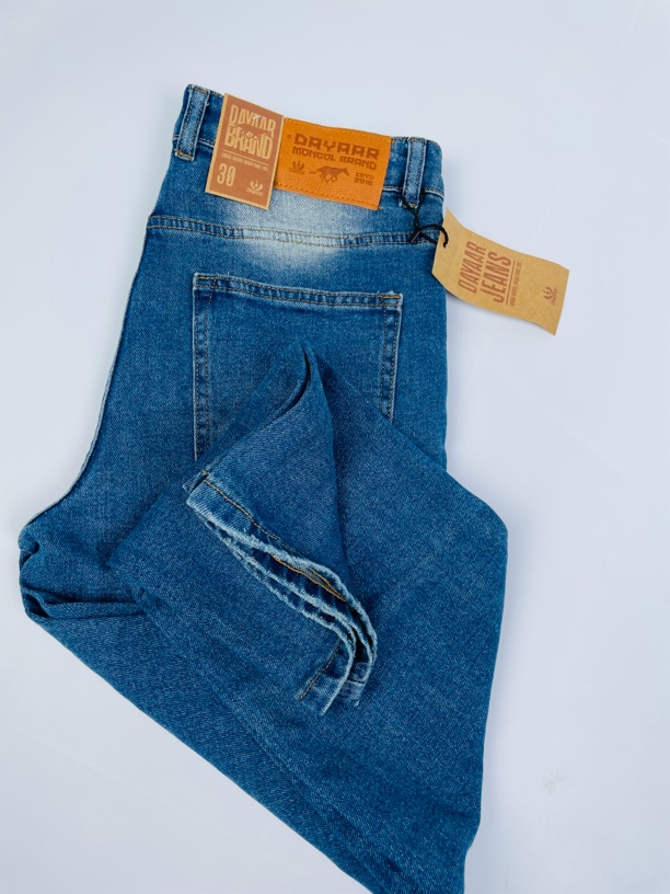 《达亚尔》中浅直筒牛仔裤弹力百搭休闲时尚高腰蓝色男士 