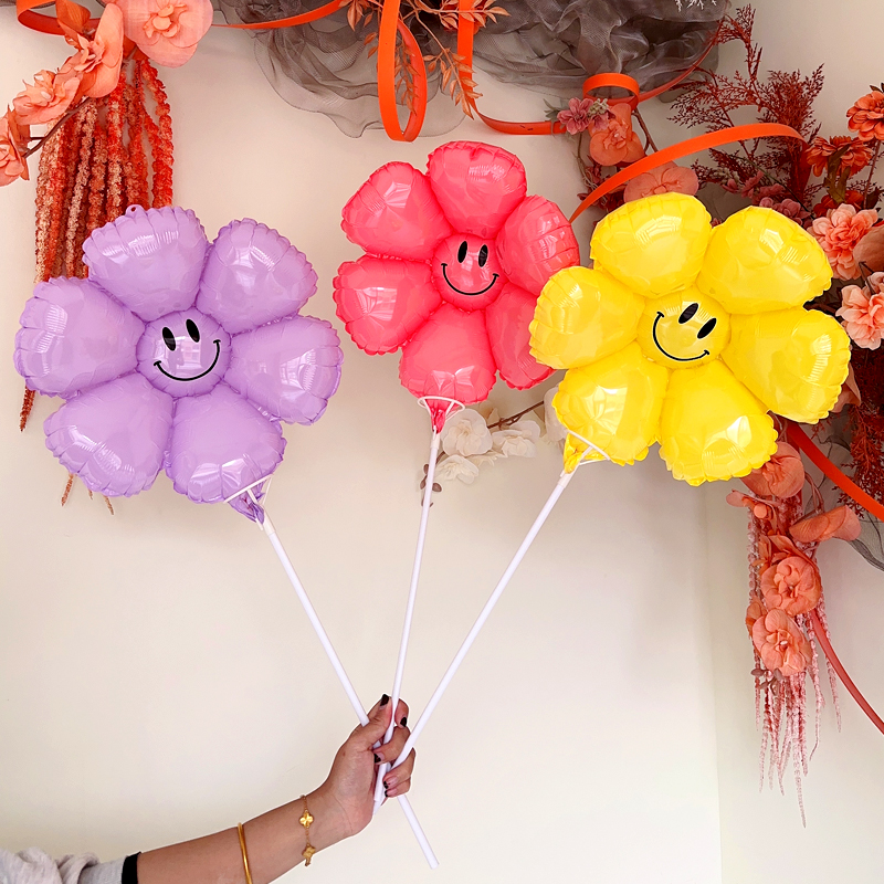 ins网红太阳花雏菊笑脸气球户外儿童生日拍照装饰摆摊地推小礼品