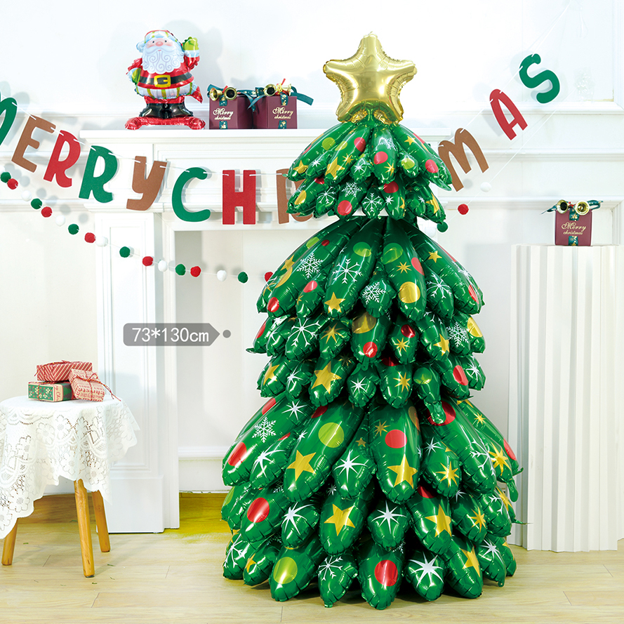 圣诞节装饰品立体圣诞树气球摆件商场店铺客厅场景氛围布置道具