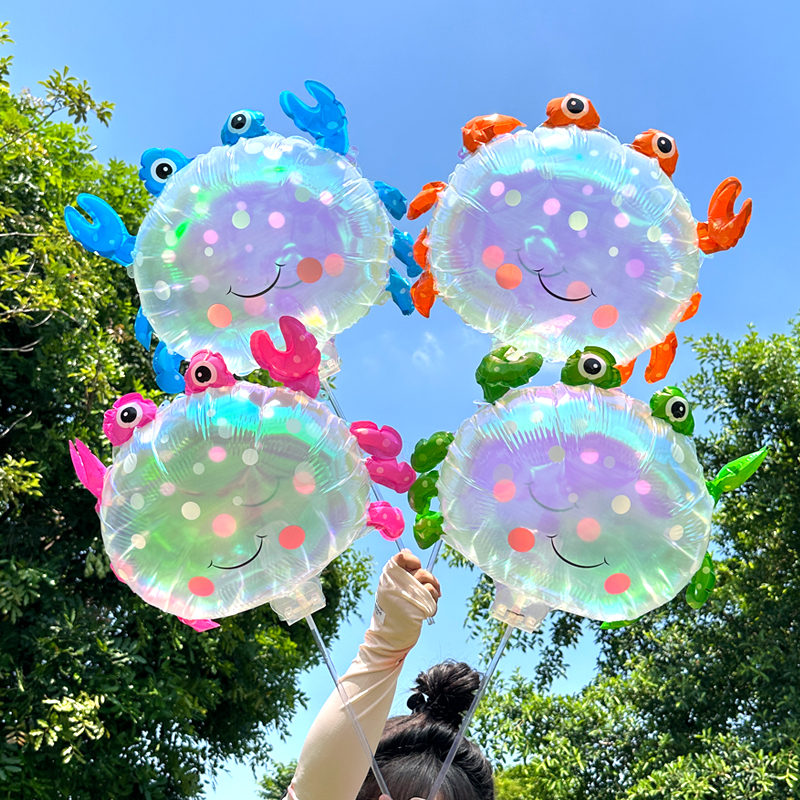 网红新款儿童气球幻彩螃蟹幼儿园生日派对活动装饰地推小礼品