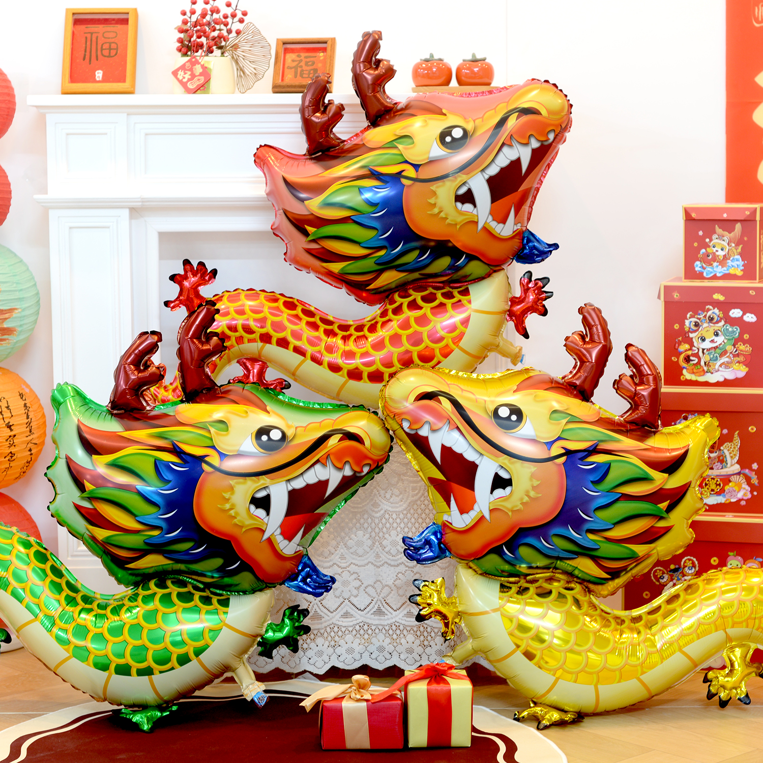 新款春节对联气球元旦商场幼儿园活动氛围装饰场景布置