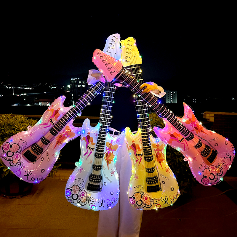 网红爆款闪光吉他铝膜气球酒吧音乐节活动卡通道具布置装饰摆地摊