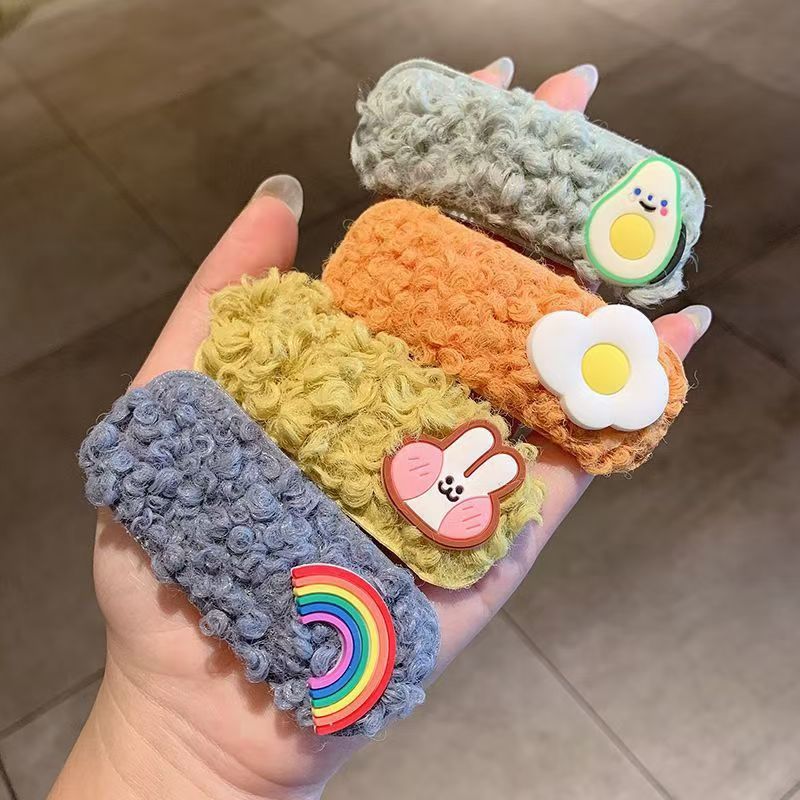 韩国毛绒可爱图案发夹女小夹子头饰bb夹ins网红刘海夹学生发饰