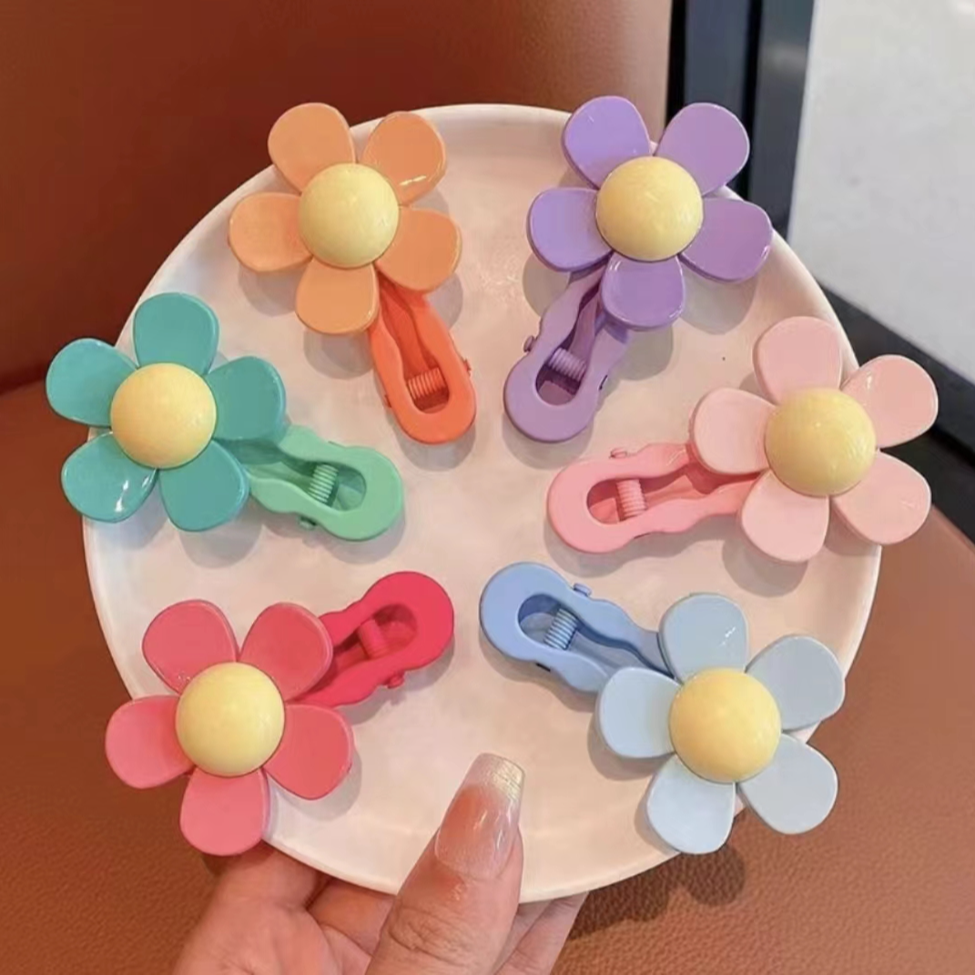 韩版彩色可爱花朵发夹女童侧边刘海小夹子女孩发卡网红甜美碎发夹