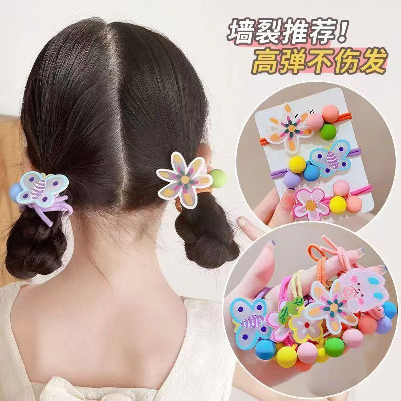 新款ins儿童发饰软装饰不伤发高弹力女童发圈发饰可爱花朵日韩系