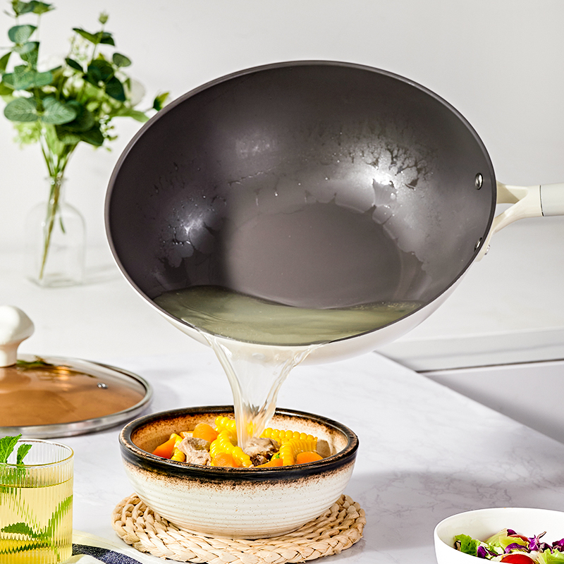 神田 云朵系列0涂层钛合金家用不粘炒锅