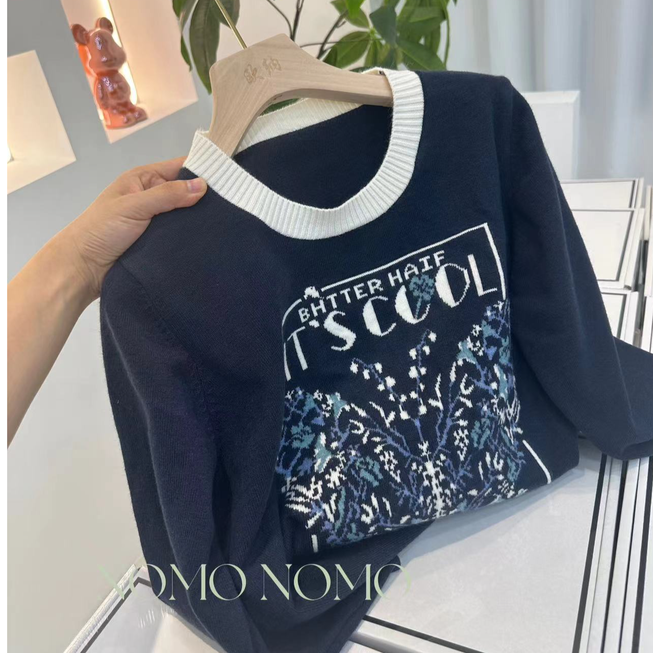 【蓝蝴蝶】2024新款百搭圆领长袖套头秋季韩版时尚A81