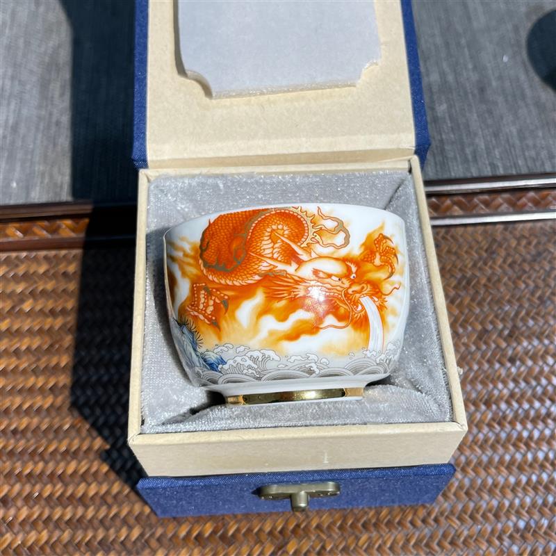 新品手工鎏金黄龙防烫单个陶瓷茶具主人杯茶盏送礼佳品热销特卖