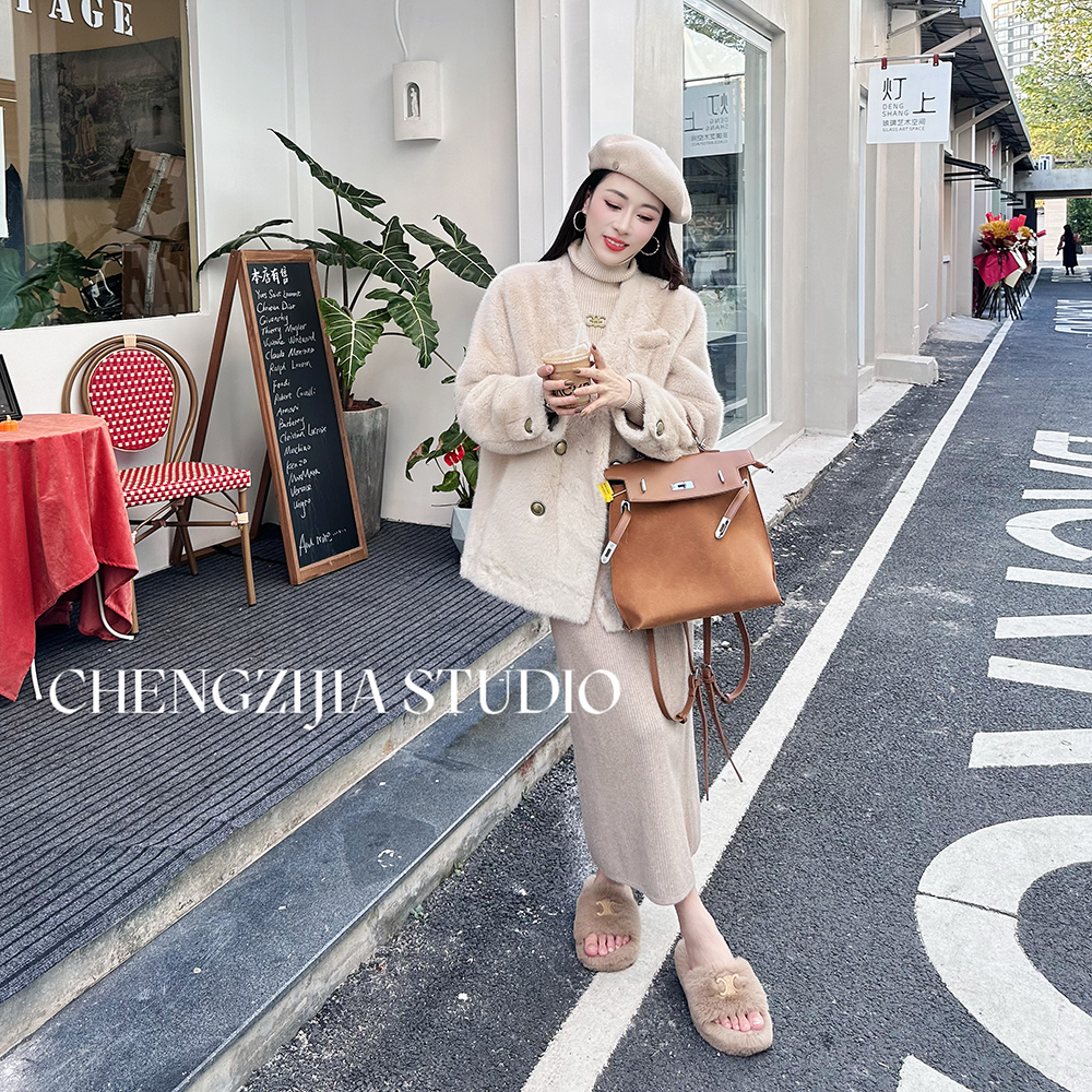 WT0257高级感气质名媛毛毛外套