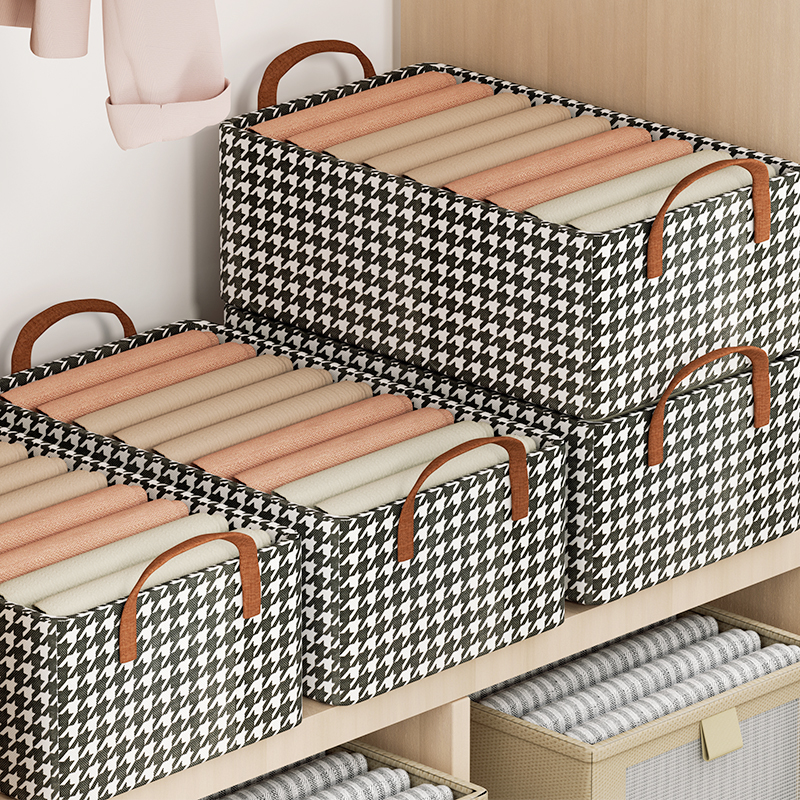 衣服收纳箱家用衣物裤子整理筐衣柜分层神器布艺大容量钢架储物盒