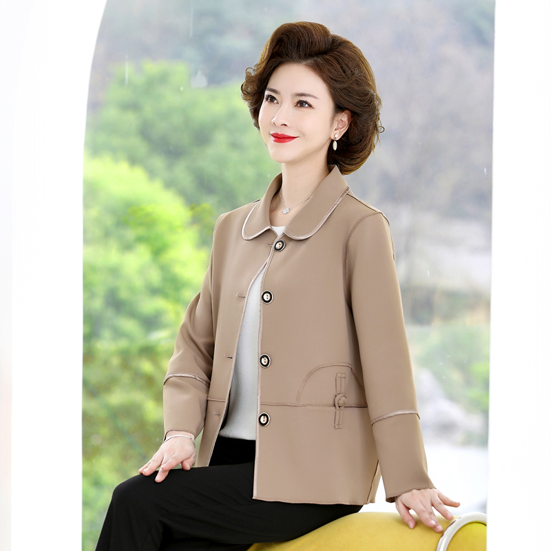妈妈春装时尚风衣外套2023新款中年女装春秋短款气质减龄上衣40岁