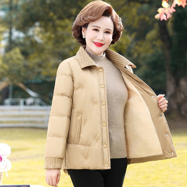 小个子妈妈冬装外套加绒棉服短款中年女士小棉袄中老年秋冬棉衣女