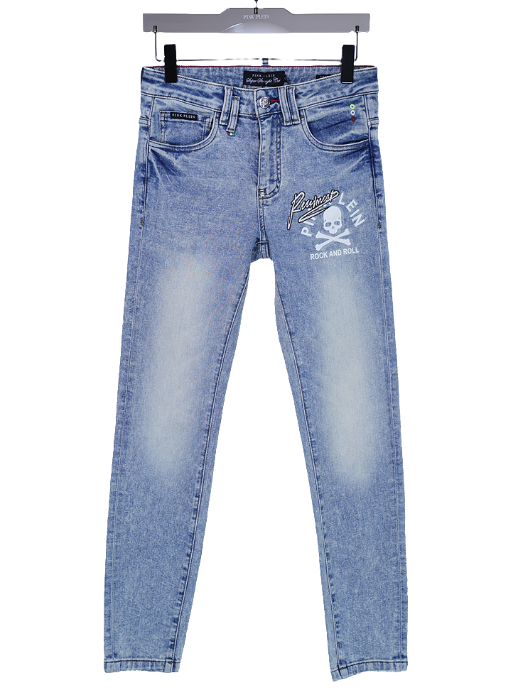 PINKPLEIN刺绣印花K601系列PP牛仔裤男春秋季2025新款浅蓝色百搭