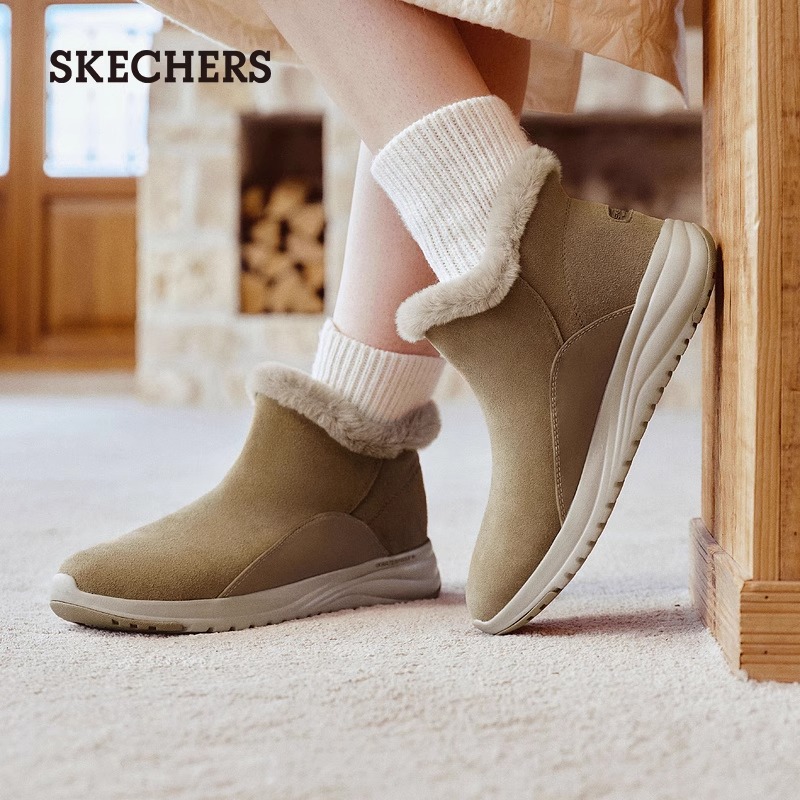 skechers斯凯奇女鞋秋冬休闲鞋轻质雪地靴保暖短靴144771C