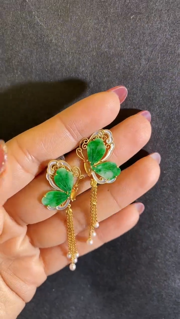 【闪购商品】翡翠耳饰18K金镶嵌支持24小时鉴赏