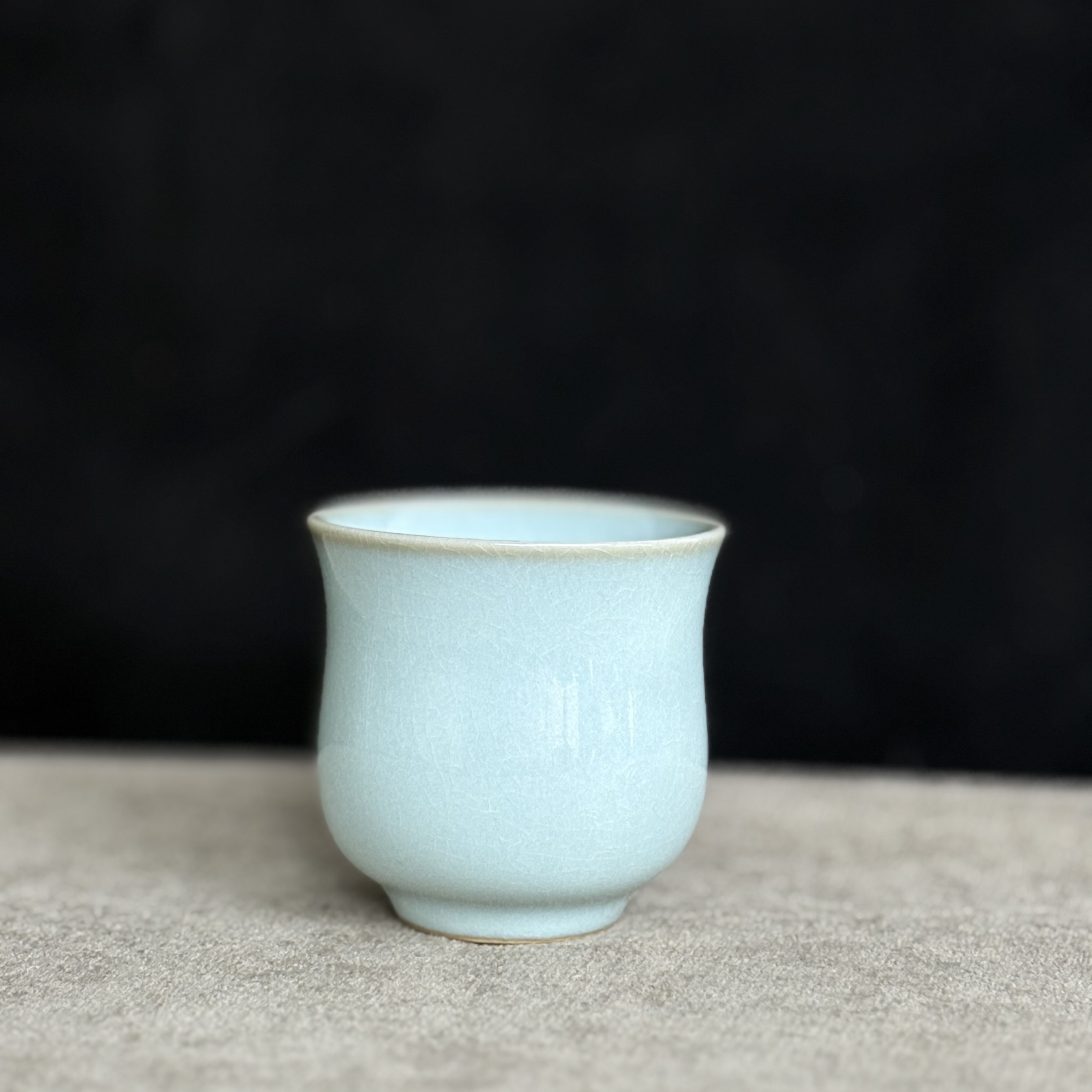 汝瓷闻香杯主人杯客杯酒杯60ml手工杯天青釉玛瑙入釉开片可养