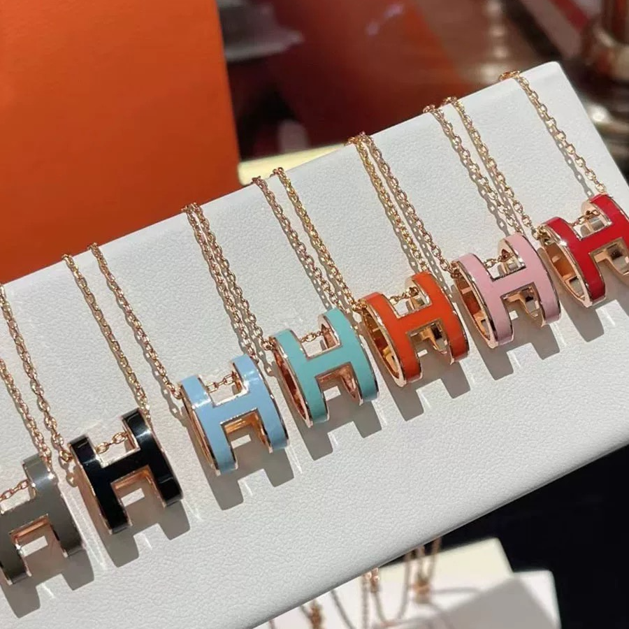 钛钢项链 百搭爆款女珐琅彩字母项链0717