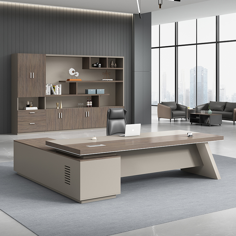 老板办公桌简约现代总裁桌子经理主管桌椅书柜组合单人大班老板台
