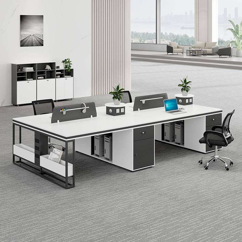 职员办公桌椅组合四人位办公室卡座工位家具4双6人位员工位职员桌