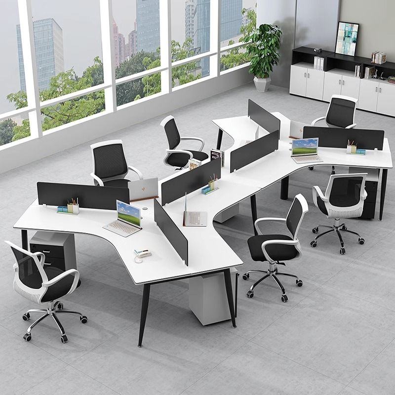 现代简约办公桌椅组合一整套家具屏风隔断员工不规则卡座电脑桌子