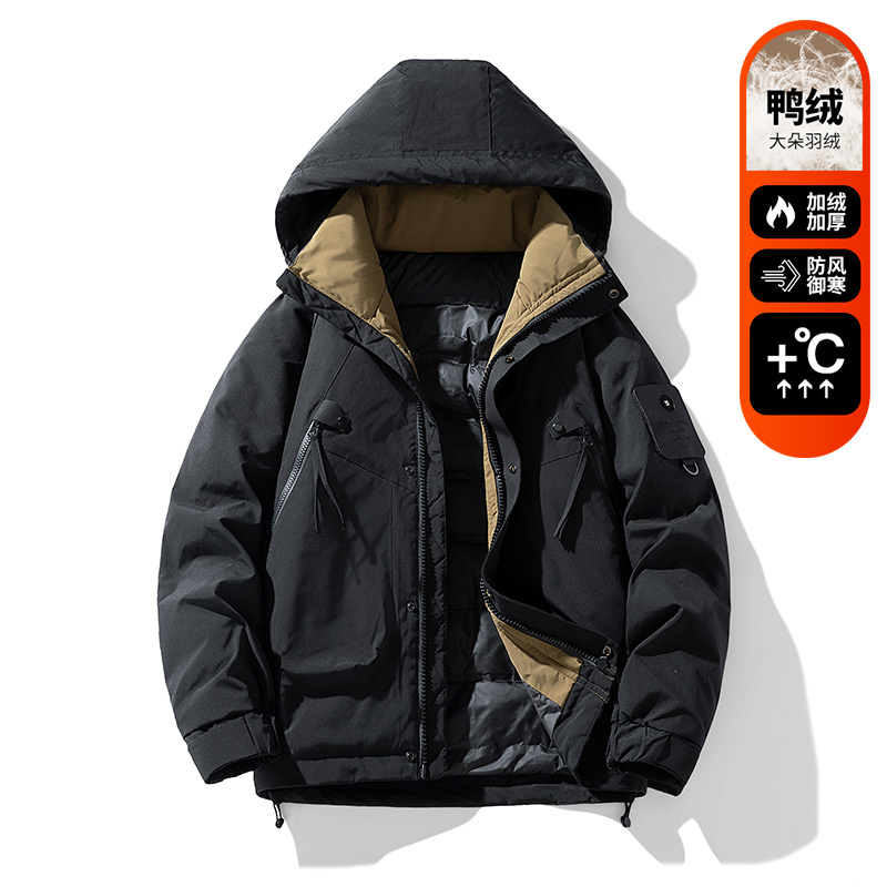 迈特优连帽羽绒服男冬季加绒加厚保暖潮流外套 23009