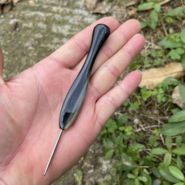  长大圆头天然羊角毛衣勾针柄蕾丝手钩编织工具手工一物一图 定制