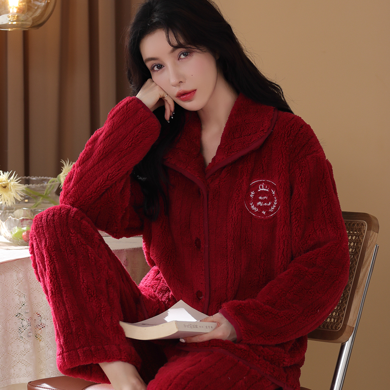 珊瑚绒睡衣女秋冬2022年新款长袖加厚加绒法兰绒冬季天家居服套装