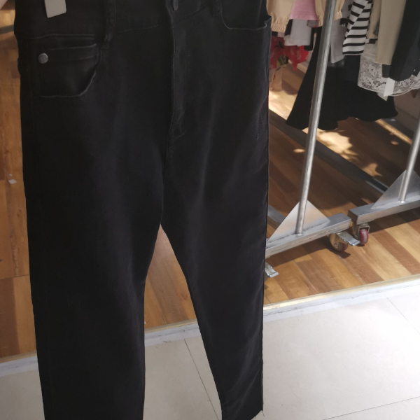  [兮希] 时尚女休闲潮流百搭黑色中腰铅笔裤牛仔裤-DS005