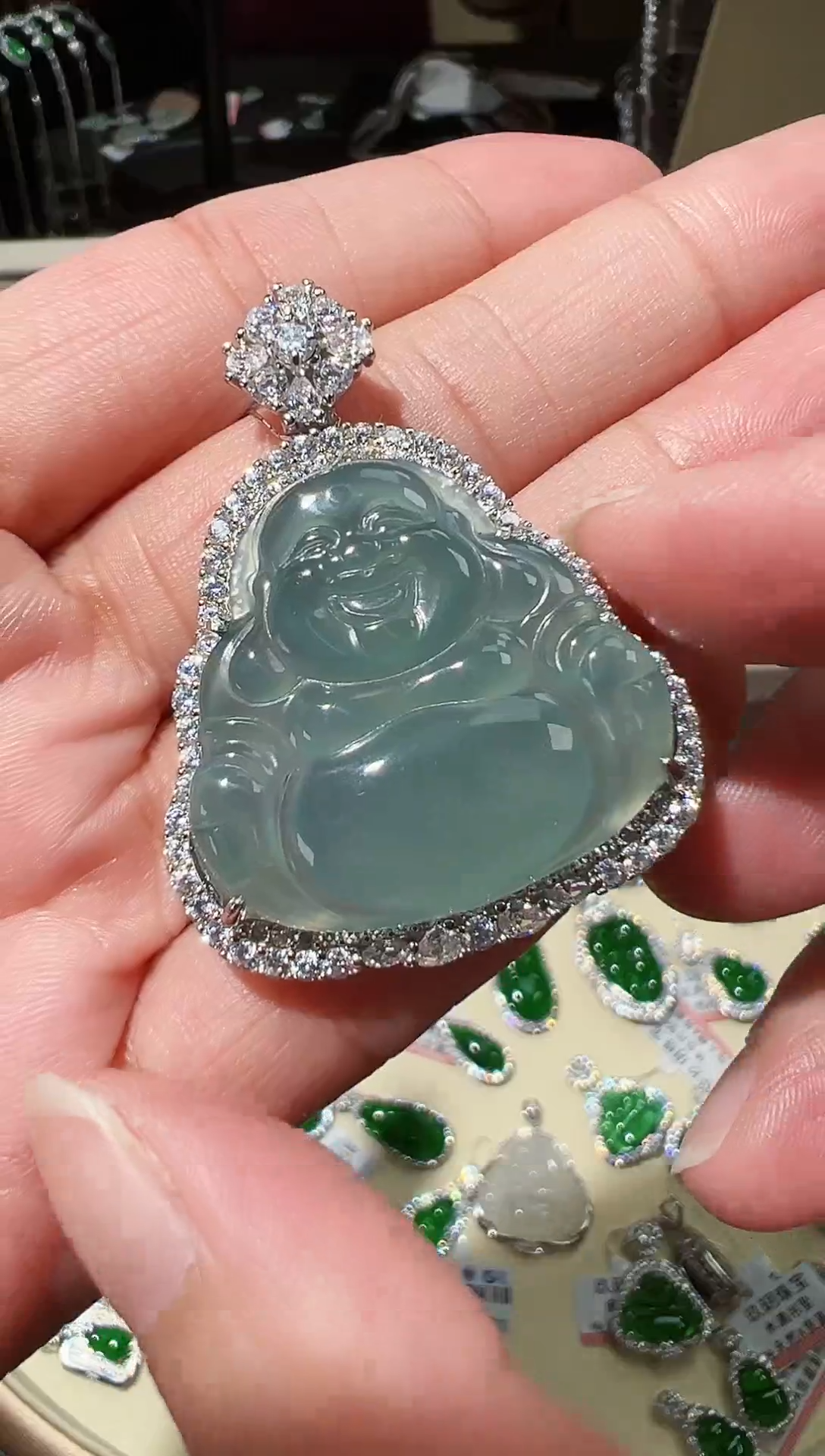 【闪购商品】翡翠吊坠(赠链)银S925镶嵌佛公吊坠